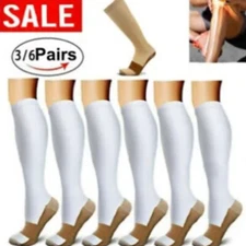 (3/6 Pairs) Compression Socks Knee High Copper Men Women 15-20mmHg USA STOCK XXL