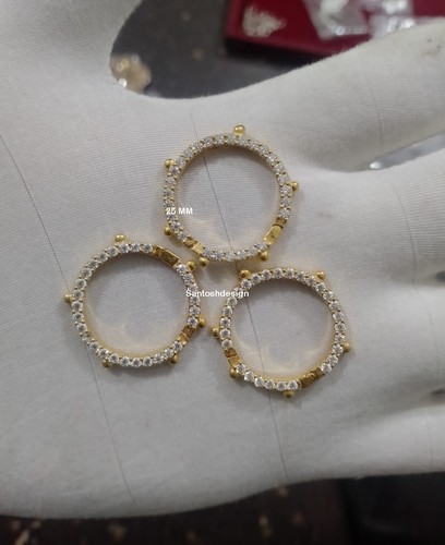 14k massives Gold runder Diamant Verstärker Verschluss, 14k Gold Verstärker Verschluss Schmuck - Bild 2 von 2