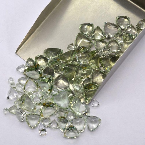 7mm Trillion Cut Natural Green Amethyst Loose Gemstone for sale 2-100 pcs - Picture 2 of 8