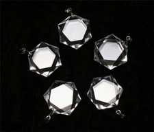 20 pcs Hexagon Pendant - Natural Clear Quartz Crystal 3D Hexagon / Star of David