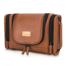 Hanging Toiletry Bag for Men Dopp Kit Waterproof Travel Organizer with Brown 