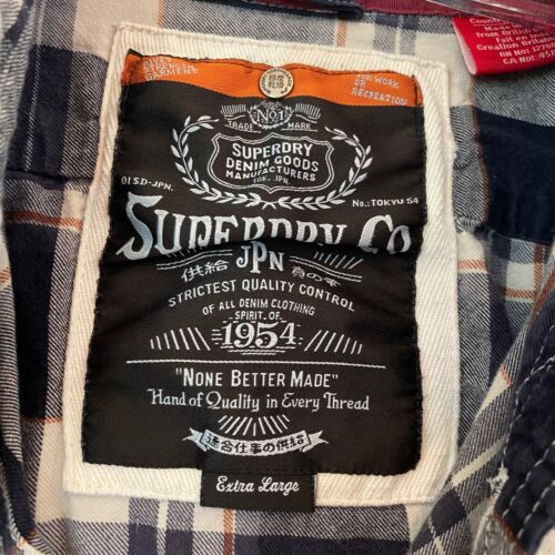 Superdry Karo Flanell Hemd Langarm Knopfleiste Freizeit Navy Herren Extra Large - Bild 2 von 15