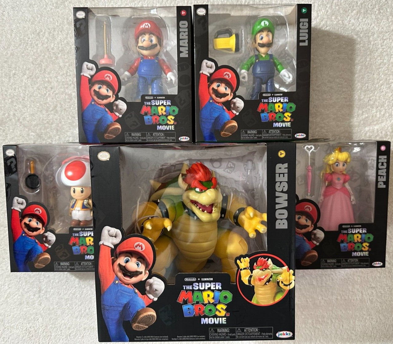 JAKKS The Super Mario Bros Movie Bowser Luigi Toad Princess Peach