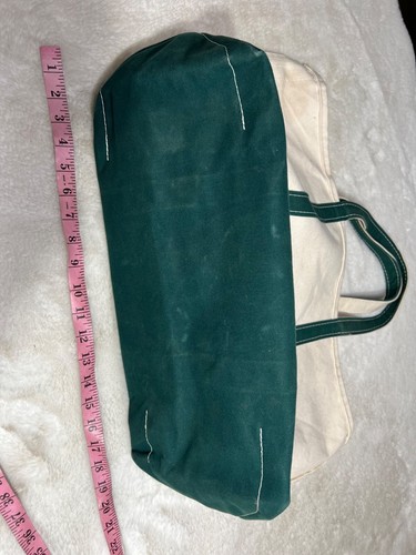 L.L Bean canvas Ivory & green trim boat tote XL canvas bag - Picture 7 of 11