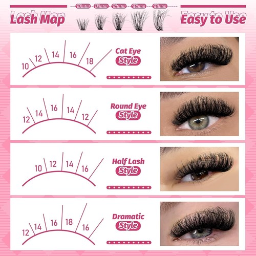 DIY Lash Extension Kit Fluffy Mink Cluster Lashes Kit Natural Volume Eyelashes E - Picture 2 of 7