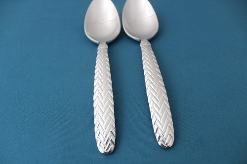 2 Place Oval Soup Spoons Ralph Lauren EQUESTRIAN BRAID 18/10 Indonesia 7 1/8" - Picture 2 of 5