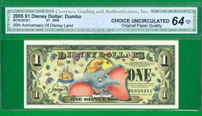 $1 2005 D 1 DISNEY DOLLAR DUMBO CHOICE UNCIRCULATED WITH BAR CODE OPQ 64