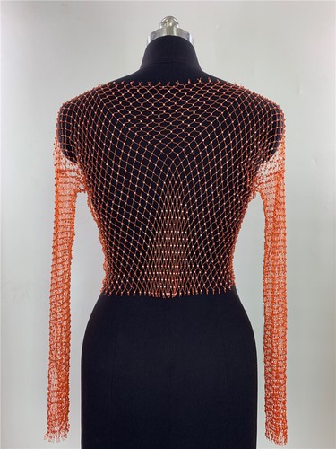 Rhinestone Diamante Bling Net Top Beach Bikini Cover Shirt Blouse Long Sleeve - Picture 15 of 18