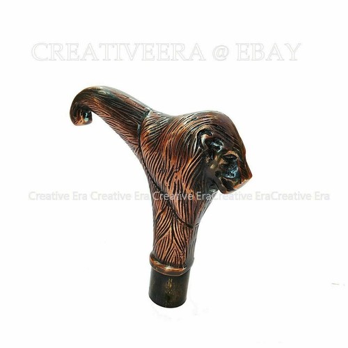 MESSING KUPFER ANTIK LÖWENKOPF SPAZIERSTOCK GRIFF FÜR HOLZ SPAZIERSTOCK GESCHENK - Bild 2 von 3