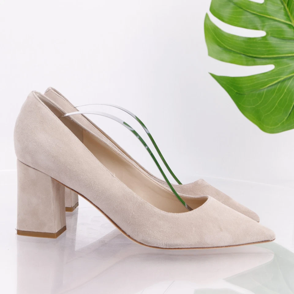 Zapato de vestir Marc Fisher para mujer Zala Pump talla 9 bronceado nude gamuza punta tacón bloque Foto 3 de 4