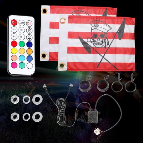 RGB Spiral LED Whip Lights Antenna Chase + Flag&Remote for ATV UTV - Picture 83 of 221