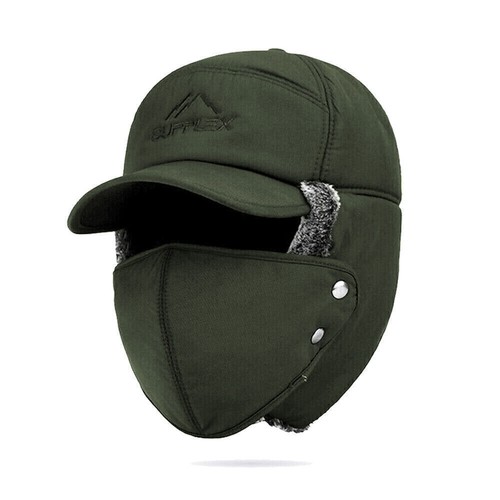 1-2PC Trapper Hat Winter Warm Fur Ear Flap Cap Aviator Russian Thermal Face Mask - Picture 15 of 25