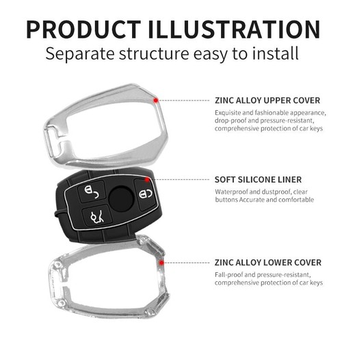 Zinc Alloy Smart Car Key Case Keychain For Mercedes Benz C Class W204 W251 W205 - Bild 4 von 20