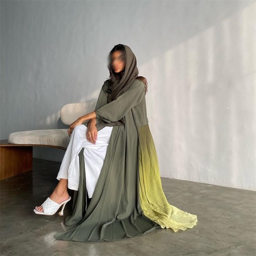 Vestido largo abierto de chifón Dubai para mujer Abaya elegante kimono túnica musulmana islámica - Imagen 35 de 58