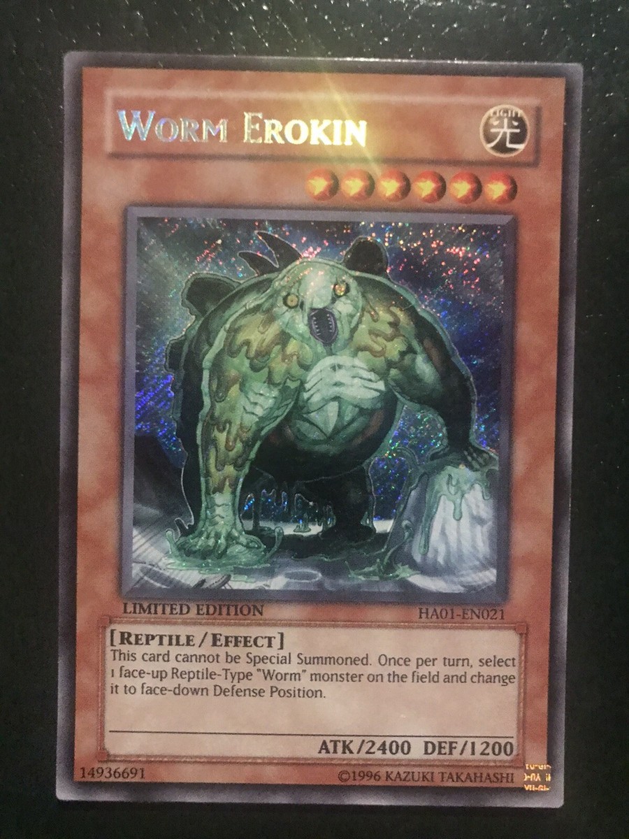 Yu-Gi-Oh! Worm Erokin Secret Rare Card - HA01-EN021, 1st Edition, Hidden Arsenal Set, Trading Card Game