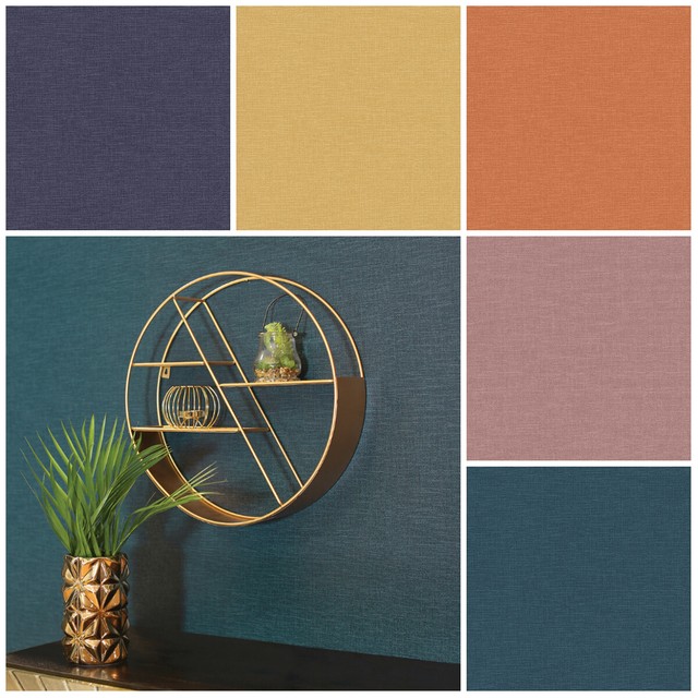 Arthouse Quality Malmo Grey White Orange Teal Leaves Nature Woodland Wallpaper