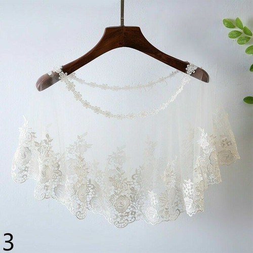 Damen Netz Spitze Cape Bolero Braut Hochzeit durchsichtig Achselzucken Umhang Schal elegant - Bild 3 von 18