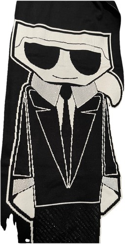 Cute! Karl Lagerfeld LOVE FROM PARIS SCARF Logo Black Rhinestone OS NWT VHTF - Picture 9 of 13