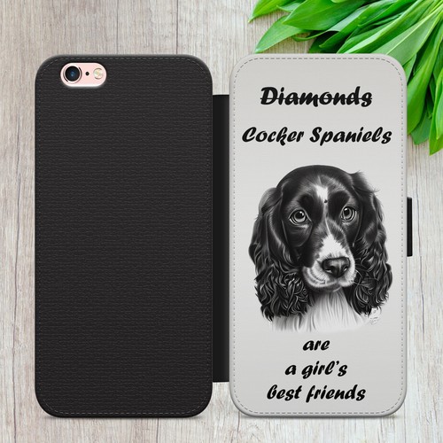 COCKER SPANIEL DOG PAWS FLIP WALLET PHONE CASE COVER FOR IPHONE SAMSUNG GOOGLE - Picture 26 of 36
