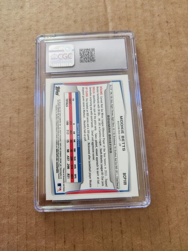 2014 Bowman #BCP109 Mookie Betts Chrome Prospects CGC 10 - Picture 2 of 2