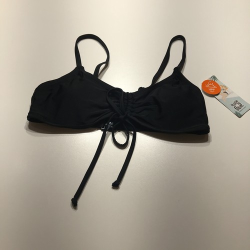 My Charmo Bikini Top Womens Small NWT UPF 50+ Black Adjustable Ruched Padded - Picture 1 of 11