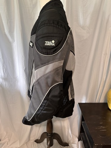 Tour master Motorcycle Jacket. Padded. Pockets. Mesh. Black/silver. Men’s 2XL - Picture 3 of 9