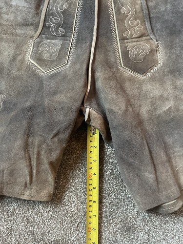 Hombre Oktoberfest Disfraz Gamuza Cuero Pantalones Cortos Lederhosen Hombres Regensburg Talla 30 - Imagen 5 de 13