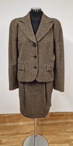 Hobbs tweed suit size 14 jacket skirt brown smart wool alpaca multi flecked - Picture 3 of 11