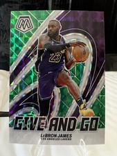 2023-24 Panini Mosaic - Give and Go LeBron James #3 Green Mosaic Prizm
