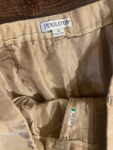 Pendleton 100% Virgin Wool Pants Tan Khaki Pleated Size 12 USA Business Casual - Picture 7 of 9