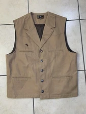 Wyoming Traders Vest Mens Large Tall Tan Canvas Lined Button Collard