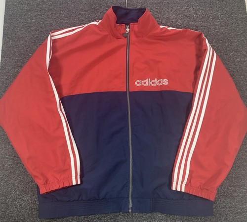 Adidas 90s Full Zip Windbreaker Track Jacket Mens XL Red Navy Trefoil
