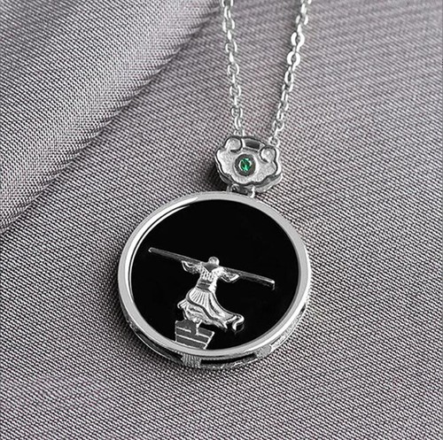 Zertifizierte natürliche dunkelgrüne HeTian Jade toller Salbei Retouren Anhänger 925 Silber - Bild 2 von 15