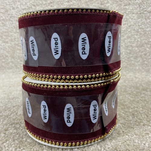 2.5” Wired Ribbon 80 Yards Garland Satin Velvet Gold Red Green Bow Holiday NEW - Picture 2 of 7