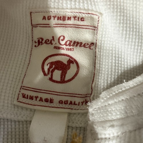 NEU Vintage rot camel weiß Thermo Waffel Strick Shirt Lot Henley Crew Baumwolle Large - Bild 6 von 18