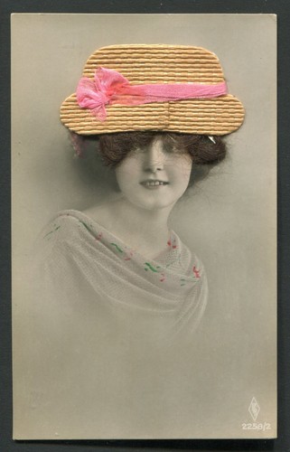 ECHTHAAR & STROHHUT NEUHEIT PC ~ FRAUENBILD, ECHTFOTO PC ~ 1910er