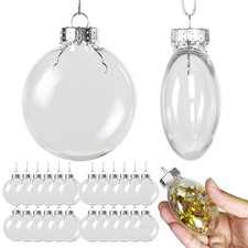 Best 3.15 inch Clear Ornament Balls 24pcs DIY Flat Fillable Christmas Ornaments