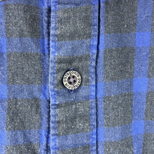 Patagonia Mens Fjord Flannel Plaid Button Down Shirt Large Organic Cotton Blue - Picture 3 of 15