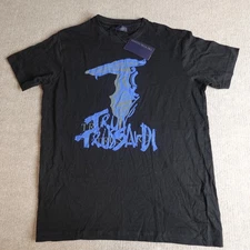 Trussardi T-shirt XL Black Logo Spellout Cotton NEW