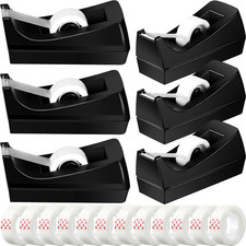 6 Pack Desktop Tape Dispenser Non Skid Base with 0.7 X 985 Inches Invisible Tape