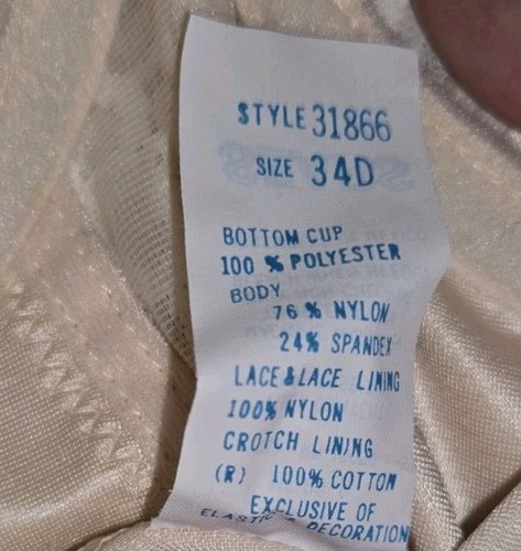 Vtg. NWT Sears Shiny Satin Nylon Spandex Lace Bra Panty Girdle Bodysuit Sz. 34D - Picture 5 of 13