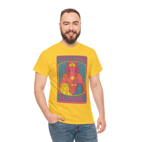 60s Psychedelic Tarot The Chariot Var3 Graphic Tee, Unisex Heavy Cotton T-Shirt - Picture 88 of 141
