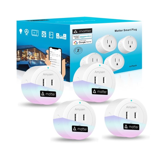Matter Smart Plug, 4er Pack (WEISS), kompatibel mit Alexa, Apple Home, Siri, Go...