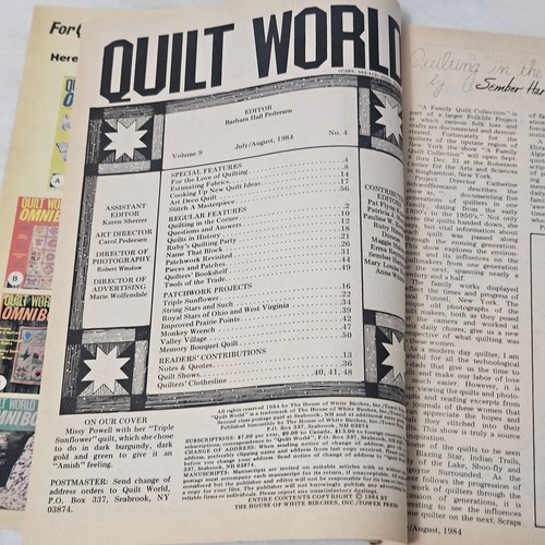 Quilt World Magazine August 1984 Royal Stars Patterns Triple Sunflower - Picture 2 of 3