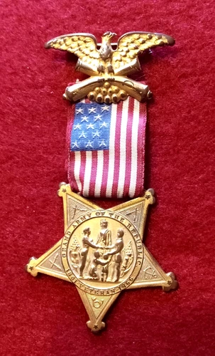 ORIGINAL GAR CIVIL WAR UNION VETERAN MEMBERSHIP BADGE RIBBON MEDAL NUMBERED OHIO
