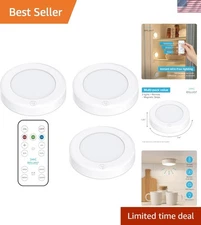 Versatile Wireless LED Puck Lights - 3 Pack with Timer & Remote Control Features