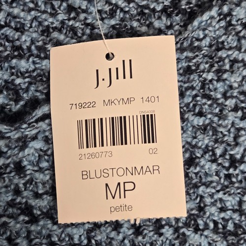 Pure J Jill Sweater Womens Medium Petite Blue Chunky Knit Boxy VNeck Lagenlook - Picture 3 of 9