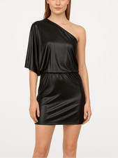 Halston Heritage Metallic One Shoulder Asymmetrical Bodycon Mini Dress 6
