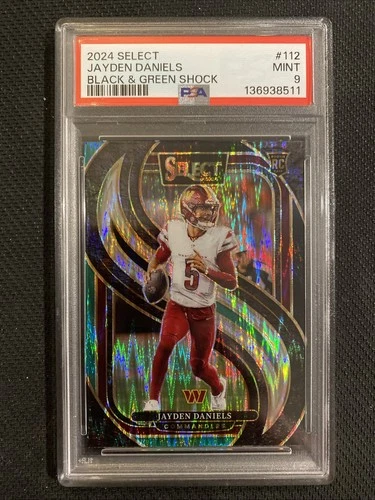 2024 Select Premier Jayden Daniels Black & Green Shock #112 PSA 9 MINT RC ROOKIE
