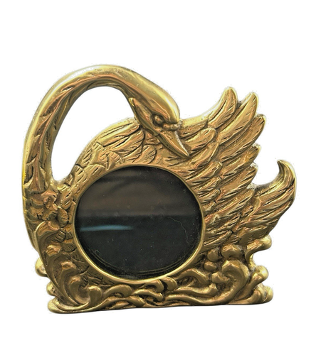 Vintage Solid Brass Swan Photo Frame~4"x 4" SP San Pacific San Francisco MCM - Picture 1 of 8